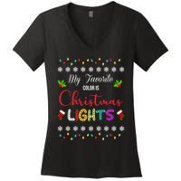My Favorite Color Is Christmas Lights Women's V-Neck T-Shirt