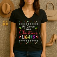 My Favorite Color Is Christmas Lights Women's V-Neck T-Shirt