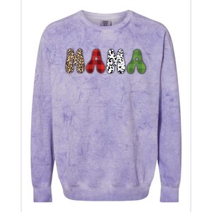 Mama Funny Christmas Holiday Family Matching Colorblast Crewneck Sweatshirt