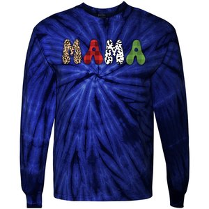 Mama Funny Christmas Holiday Family Matching Tie-Dye Long Sleeve Shirt