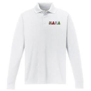 Mama Funny Christmas Holiday Family Matching Performance Long Sleeve Polo