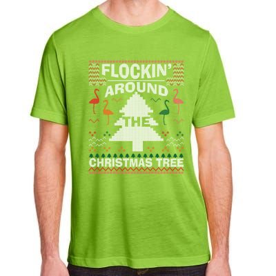 Merry Flocking Christmas Flamingo Santa Pink Ugly Sweater Cool Gift Adult ChromaSoft Performance T-Shirt