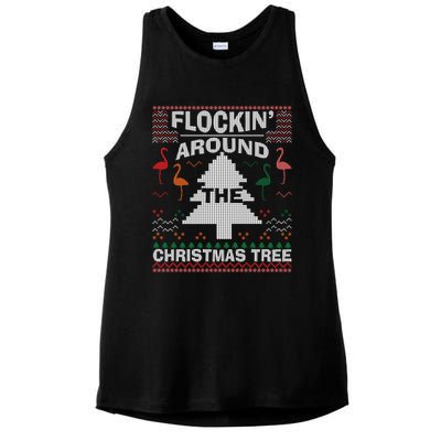 Merry Flocking Christmas Flamingo Santa Pink Ugly Sweater Cool Gift Ladies PosiCharge Tri-Blend Wicking Tank