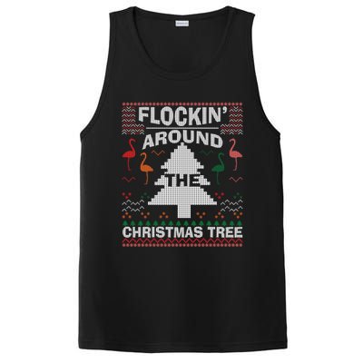 Merry Flocking Christmas Flamingo Santa Pink Ugly Sweater Cool Gift PosiCharge Competitor Tank