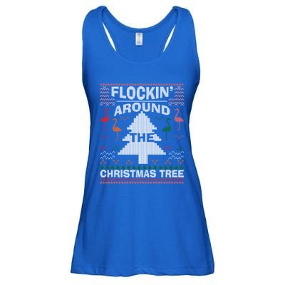 Merry Flocking Christmas Flamingo Santa Pink Ugly Sweater Cool Gift Ladies Essential Flowy Tank