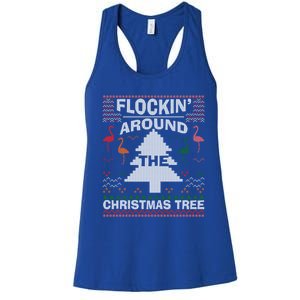 Merry Flocking Christmas Flamingo Santa Pink Ugly Sweater Cool Gift Women's Racerback Tank