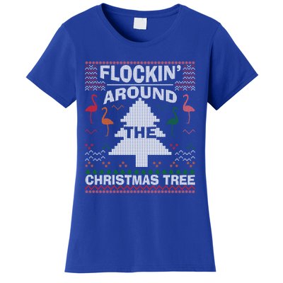 Merry Flocking Christmas Flamingo Santa Pink Ugly Sweater Cool Gift Women's T-Shirt