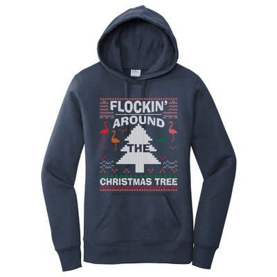 Merry Flocking Christmas Flamingo Santa Pink Ugly Sweater Cool Gift Women's Pullover Hoodie