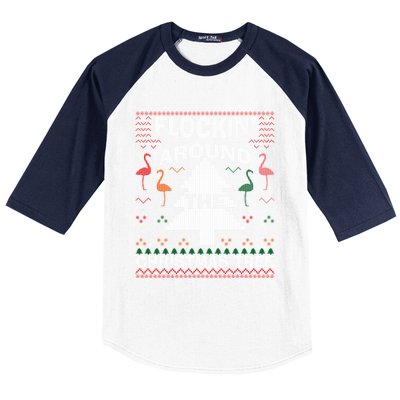 Merry Flocking Christmas Flamingo Santa Pink Ugly Sweater Cool Gift Baseball Sleeve Shirt