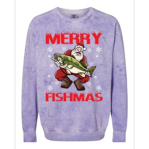 Merry Fishmas Christmas Fishing Fish Gift Colorblast Crewneck Sweatshirt