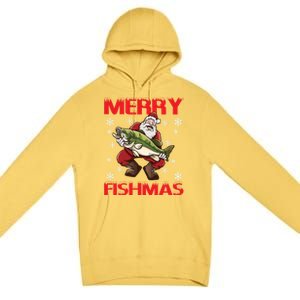 Merry Fishmas Christmas Fishing Fish Gift Premium Pullover Hoodie