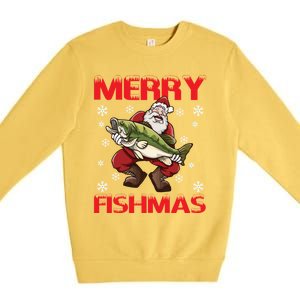 Merry Fishmas Christmas Fishing Fish Gift Premium Crewneck Sweatshirt