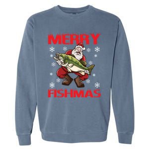 Merry Fishmas Christmas Fishing Fish Gift Garment-Dyed Sweatshirt