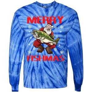 Merry Fishmas Christmas Fishing Fish Gift Tie-Dye Long Sleeve Shirt