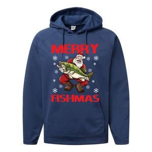 Merry Fishmas Christmas Fishing Fish Gift Performance Fleece Hoodie