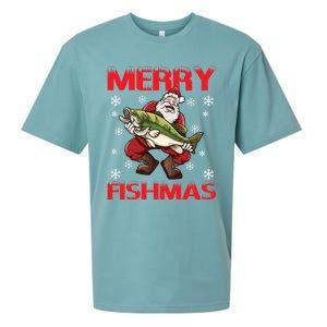 Merry Fishmas Christmas Fishing Fish Gift Sueded Cloud Jersey T-Shirt