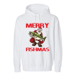 Merry Fishmas Christmas Fishing Fish Gift Garment-Dyed Fleece Hoodie