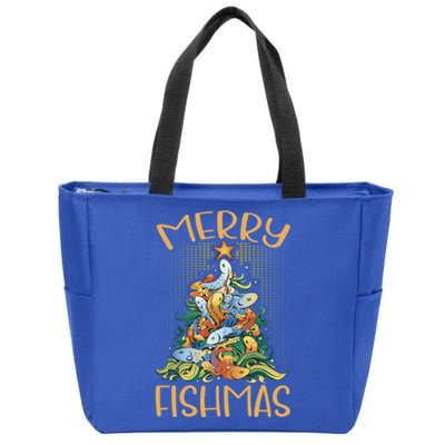 Merry Fishmas Cute Gift Zip Tote Bag