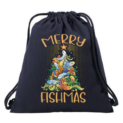 Merry Fishmas Cute Gift Drawstring Bag