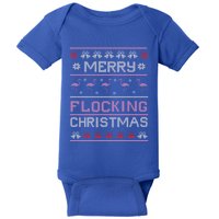 Merry Flocking Christmas Flamingo Ugly Christmas Sweater Gift Baby Bodysuit