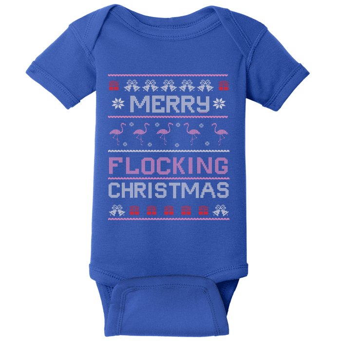 Merry Flocking Christmas Flamingo Ugly Christmas Sweater Gift Baby Bodysuit