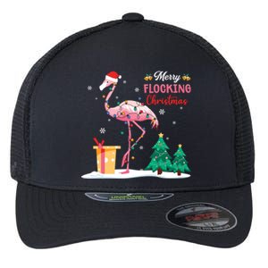 Merry Flocking Christmas Funny Flamingo Animal Cool Gift Flexfit Unipanel Trucker Cap