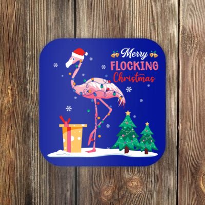 Merry Flocking Christmas Funny Flamingo Animal Cool Gift Coaster