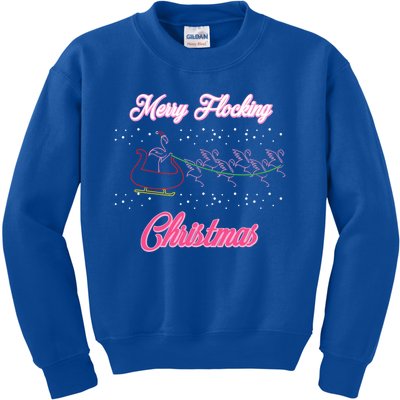 Merry Flocking Christmas Funny Santa Claus Reindeer Xmas Cool Gift Kids Sweatshirt