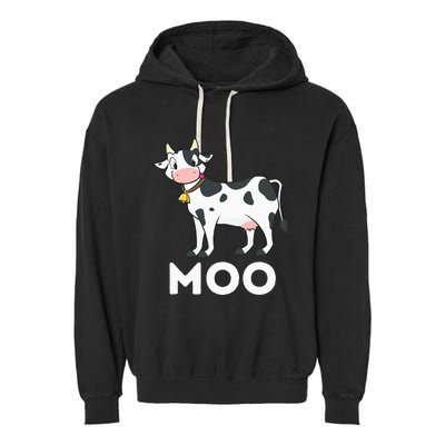 Moo Funny Cow Lover Famer Cattle Ranch Dairy Farming Garment-Dyed Fleece Hoodie