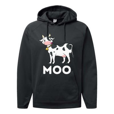 Moo Funny Cow Lover Famer Cattle Ranch Dairy Farming Performance Fleece Hoodie