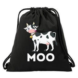 Moo Funny Cow Lover Famer Cattle Ranch Dairy Farming Drawstring Bag