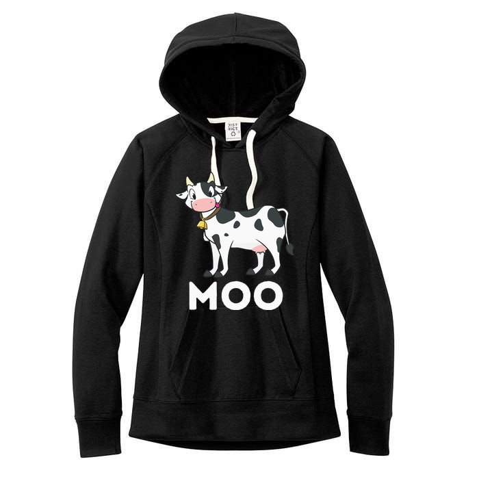 Moo Funny Cow Lover Famer Cattle Ranch Dairy Farming Women's Fleece Hoodie