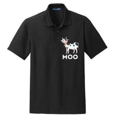 Moo Funny Cow Lover Famer Cattle Ranch Dairy Farming Dry Zone Grid Polo