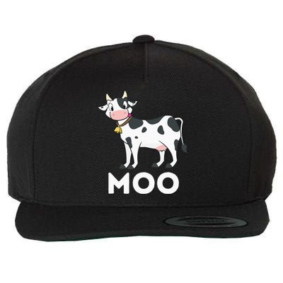 Moo Funny Cow Lover Famer Cattle Ranch Dairy Farming Wool Snapback Cap