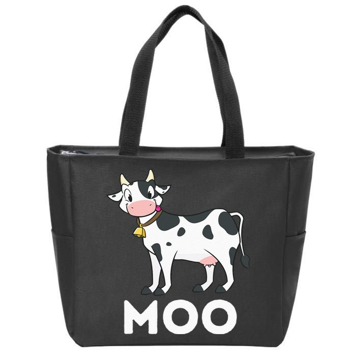 Moo Funny Cow Lover Famer Cattle Ranch Dairy Farming Zip Tote Bag