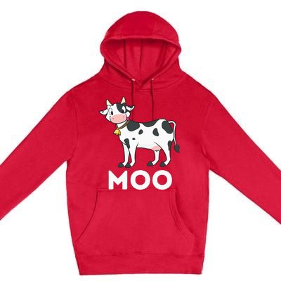 Moo Funny Cow Lover Famer Cattle Ranch Dairy Farming Premium Pullover Hoodie