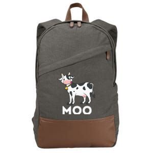 Moo Funny Cow Lover Famer Cattle Ranch Dairy Farming Cotton Canvas Backpack