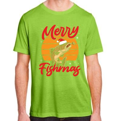 Merry Fishmas Christmas Saying Fishing Xmas Santa Fish Gift Adult ChromaSoft Performance T-Shirt