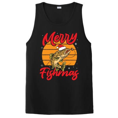 Merry Fishmas Christmas Saying Fishing Xmas Santa Fish Gift PosiCharge Competitor Tank