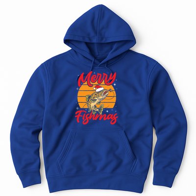 Merry Fishmas Christmas Saying Fishing Xmas Santa Fish Gift Hoodie