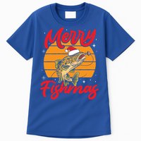 Merry Fishmas Christmas Saying Fishing Xmas Santa Fish Gift Tall T-Shirt