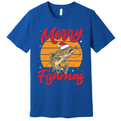 Merry Fishmas Christmas Saying Fishing Xmas Santa Fish Gift Premium T-Shirt