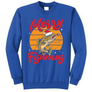 Merry Fishmas Christmas Saying Fishing Xmas Santa Fish Gift Tall Sweatshirt