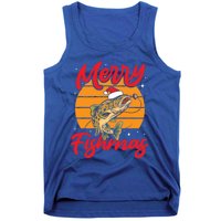 Merry Fishmas Christmas Saying Fishing Xmas Santa Fish Gift Tank Top