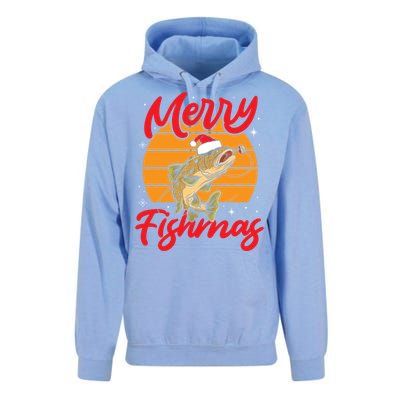 Merry Fishmas Christmas Saying Fishing Xmas Santa Fish Gift Unisex Surf Hoodie