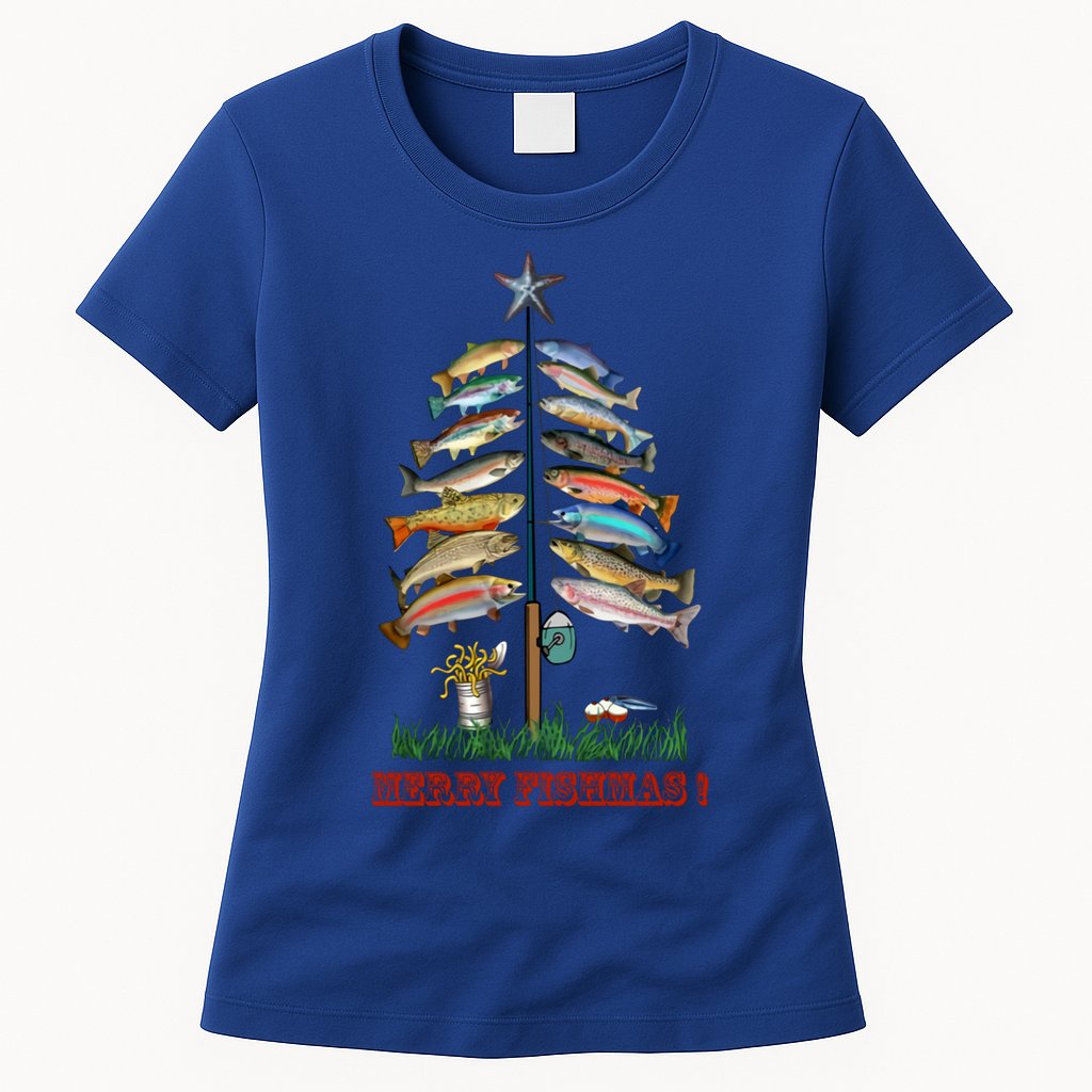 Merry Fishmas Christmas Fish Tree Meaningful Gift Womens T-Shirt