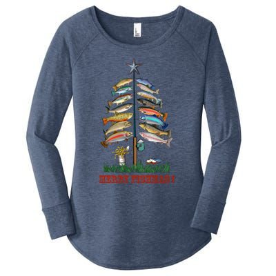 Merry Fishmas Christmas Fish Tree Meaningful Gift Women's Perfect Tri Tunic Long Sleeve Shirt