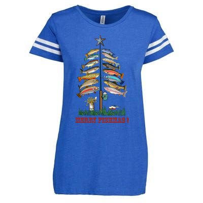 Merry Fishmas Christmas Fish Tree Meaningful Gift Enza Ladies Jersey Football T-Shirt