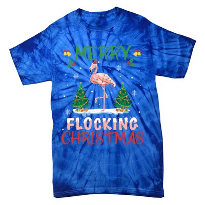 Merry Flocking Christmas Flamingo Pink In Santa Hat Gift Fun Gift Tie-Dye T-Shirt