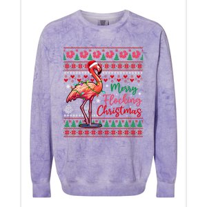 Merry Flocking Christmas Costume Hawaiian Santa Flamingo Gift Colorblast Crewneck Sweatshirt